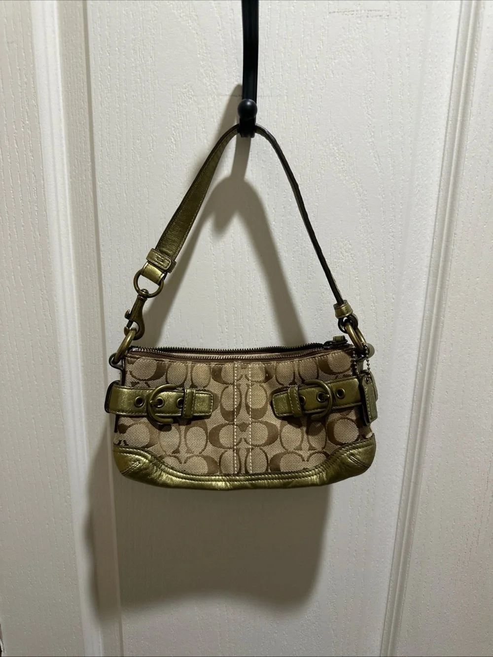 Vintage Y2K Coach 2005 Mini Belt Shoulder Bag in Khaki Brown - 5107